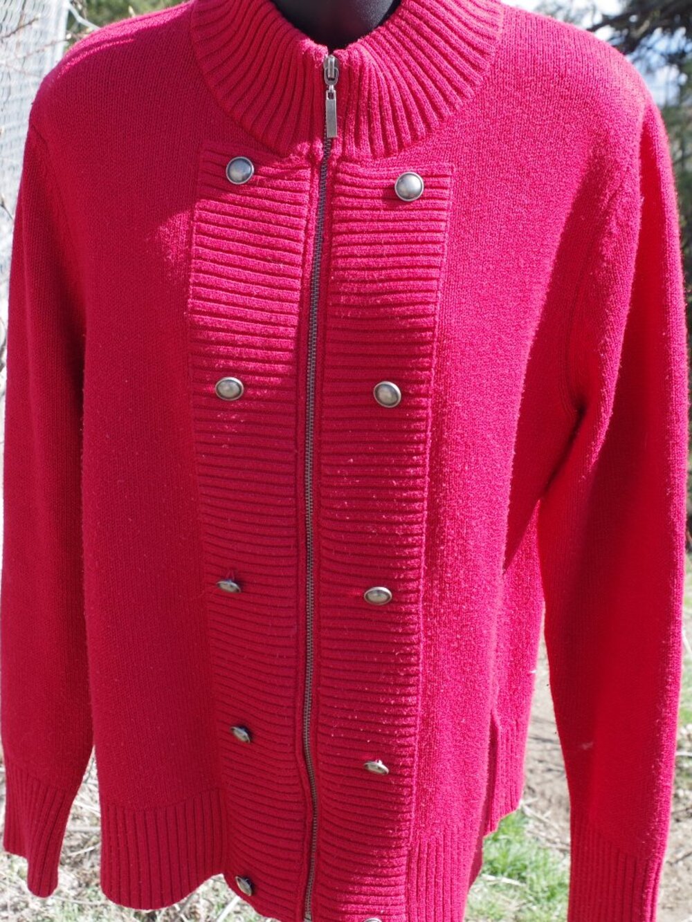 Red Ladies Zip Up Northern Reflections Sweater